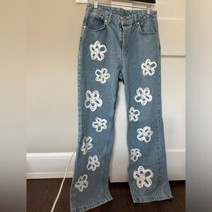 Ragged Jeans brand jeans with flowers.